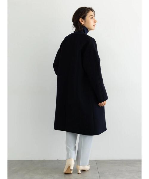 セール】【宮本茉由着用】ウールメルトンノーカラーロングコート
