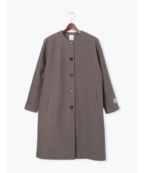 セール】【宮本茉由着用】ウールメルトンノーカラーロングコート
