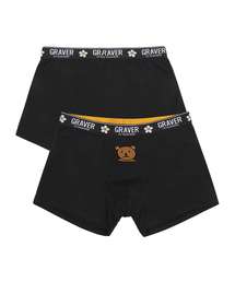 GRAVER（グレーバー）の「ベアヘッドスマイル メンズ ドロース 1パック_ブラック（ボクサーパンツ）」