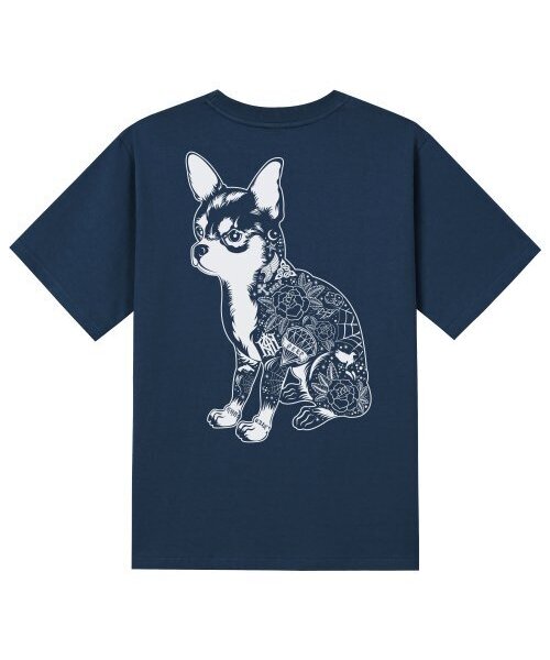 KAN6312(カン6312)の「KTN0087 チカノドッグ 半袖Tシャツ - ネイビー(Tシャツ/カットソー・メンズ・その他・SMALL/MEDIUM/LARGE/X-LARGE)」の1枚目の写真