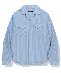 NOT4NERD(�m�b�g�t�H�[�i�[�h)��Relaxed Stripe Open Collar Shirt - Blue(�V���c/�u���E�X)