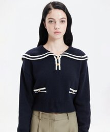 HAE BY HAEKIM（ヘバイヘキム）の「BUTTON SAILOR COLLAR KNIT_NAVY（ニット/セーター）」