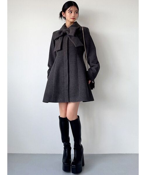 RESEXXY（リゼクシー）の「【追加生産分】ビッグリボンミディコート（その他アウター・レディース・チャコールグレー/ピンク/アイボリー・FREE）」の19枚目の写真