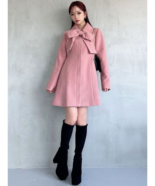 RESEXXY（リゼクシー）の「【追加生産分】ビッグリボンミディコート（その他アウター・レディース・チャコールグレー/ピンク/アイボリー・FREE）」の11枚目の写真