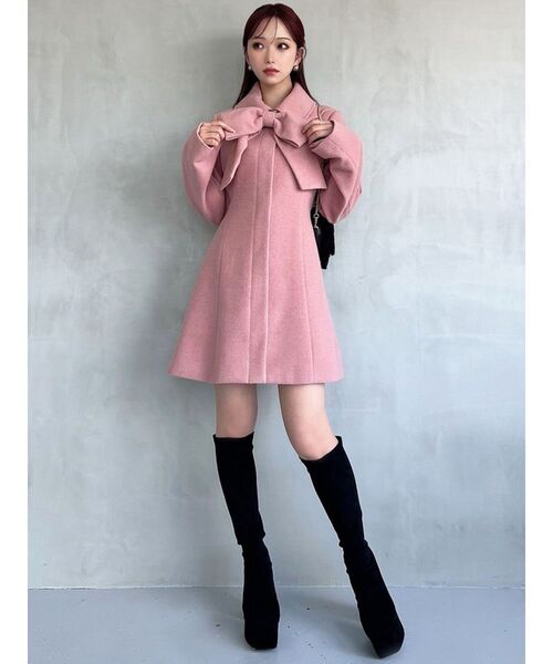 RESEXXY（リゼクシー）の「【追加生産分】ビッグリボンミディコート（その他アウター・レディース・チャコールグレー/ピンク/アイボリー・FREE）」の12枚目の写真