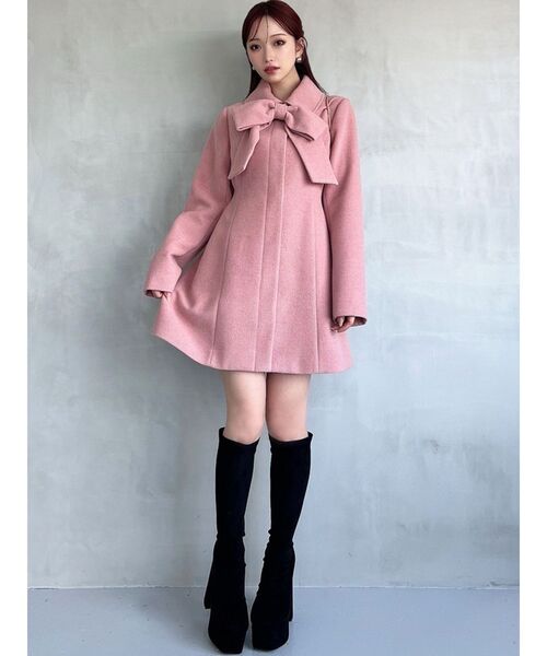 RESEXXY（リゼクシー）の「【追加生産分】ビッグリボンミディコート（その他アウター・レディース・チャコールグレー/ピンク/アイボリー・FREE）」の13枚目の写真