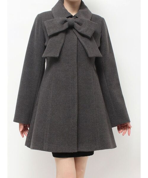 RESEXXY（リゼクシー）の「【追加生産分】ビッグリボンミディコート（その他アウター・レディース・チャコールグレー/ピンク/アイボリー・FREE）」の5枚目の写真