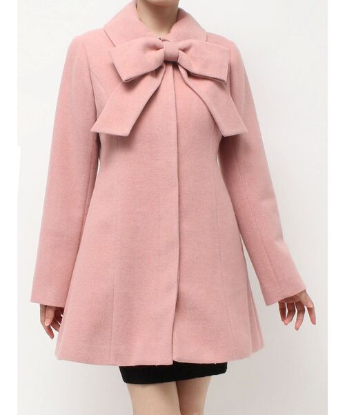 RESEXXY（リゼクシー）の「【追加生産分】ビッグリボンミディコート（その他アウター・レディース・チャコールグレー/ピンク/アイボリー・FREE）」の4枚目の写真