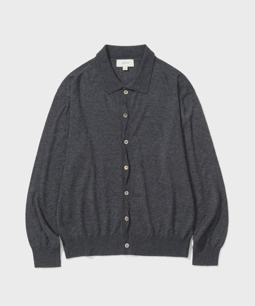 SHIRTER(シャーター)の「HIGH COLLAR TWIST BUTTON CARDIGAN (M/GREY)(カーディガン/ボレロ・メンズ・その他・MEDIUM/LARGE)」の1枚目の写真