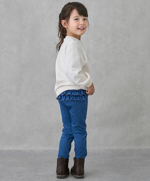 petit main（プティマイン）の「【裏起毛】バックフリルレギンス（レギンス/スパッツ・キッズ・ライトベージュ/モカ/チャコール/ブルー/アイボリー/スモークピンク・100cm/90cm/120cm/80ｃｍ/110cm）」の5枚目の写真