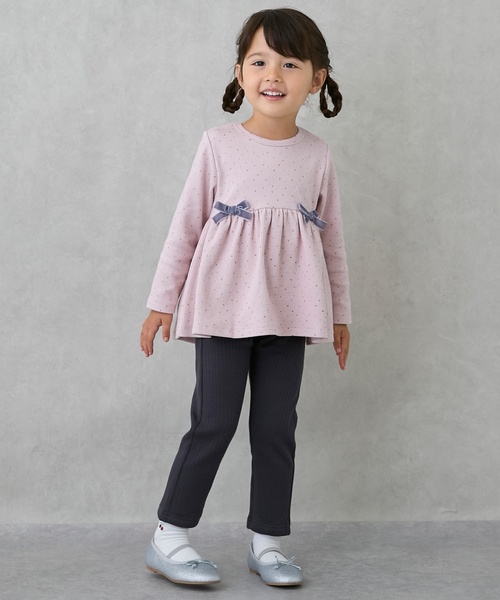 petit main（プティマイン）の「【裏起毛】バックフリルレギンス（レギンス/スパッツ・キッズ・ライトベージュ/モカ/チャコール/ブルー/アイボリー/スモークピンク・100cm/90cm/120cm/80ｃｍ/110cm）」の3枚目の写真