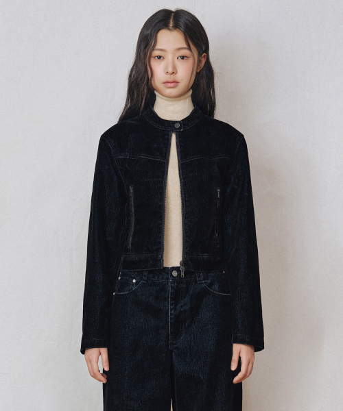 セール】[ベルベットデニム]Velvet Denim Jacket DCWJK001BLACK