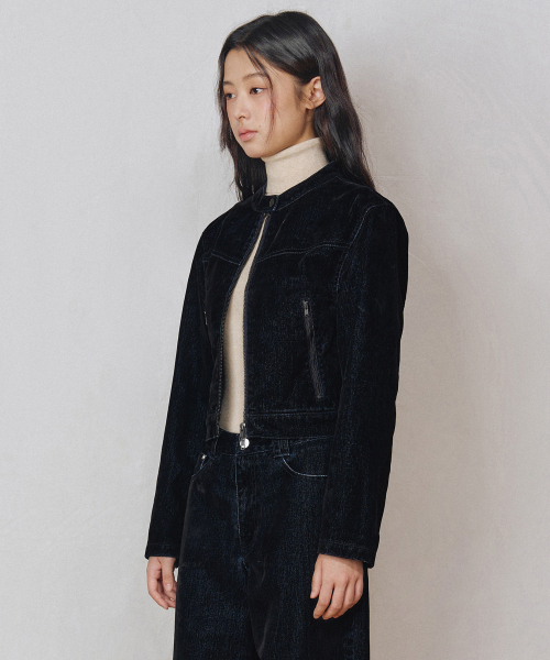 セール】[ベルベットデニム]Velvet Denim Jacket DCWJK001BLACK