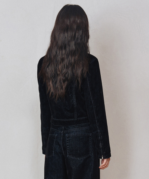 セール】[ベルベットデニム]Velvet Denim Jacket DCWJK001BLACK