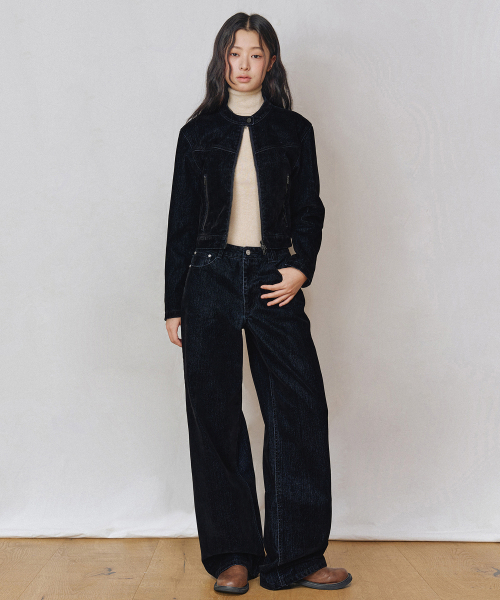 セール】[ベルベットデニム]Velvet Denim Jacket DCWJK001BLACK