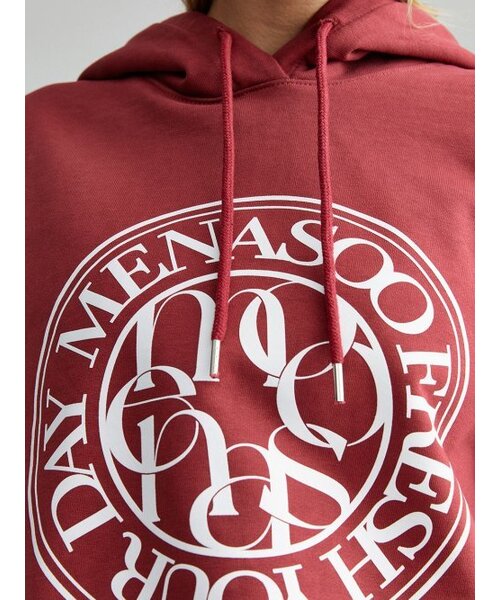 MENASOO(ミナス)の「UNISEX CIRCLE LOGO HOODIE_RED(パーカー・レディース・レッド・1/2)」の8枚目の写真
