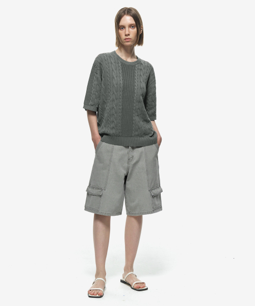 SECONDMONO（セカンドモノローグ）の「ウォッシングラウンドフィッシャーマンケーブルハーフニット[GRAY]_SEKT023GRAY（ニット/セーター・レディース・その他・SMALL/MEDIUM）」の3枚目の写真