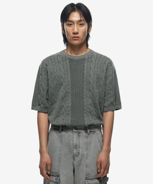 SECONDMONO（セカンドモノローグ）の「ウォッシングラウンドフィッシャーマンケーブルハーフニット[GRAY]_SEKT023GRAY（ニット/セーター・レディース・その他・SMALL/MEDIUM）」の4枚目の写真