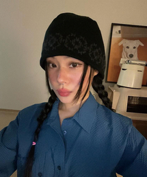 IDWS（アイドンワナセル）の「Ethnic Jacquard Maxi Beanie Black（ニットキャップ/ビーニー）」