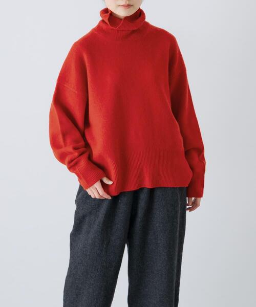 かぐれ（カグレ）の「ハミルトンタートルニット（ニット/セーター・レディース・オートミール/レッド/チャコールグレー・FREE）」の11枚目の写真