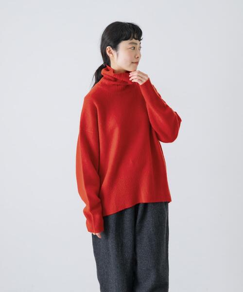 かぐれ（カグレ）の「ハミルトンタートルニット（ニット/セーター・レディース・オートミール/レッド/チャコールグレー・FREE）」の12枚目の写真