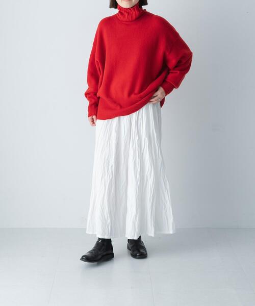 かぐれ（カグレ）の「ハミルトンタートルニット（ニット/セーター・レディース・オートミール/レッド/チャコールグレー・FREE）」の14枚目の写真