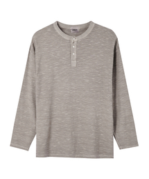 AKECII（アケシ）の「チェーンピグダイングヘンリーネックロングスリーブ_モカ（Tシャツ/カットソー）」