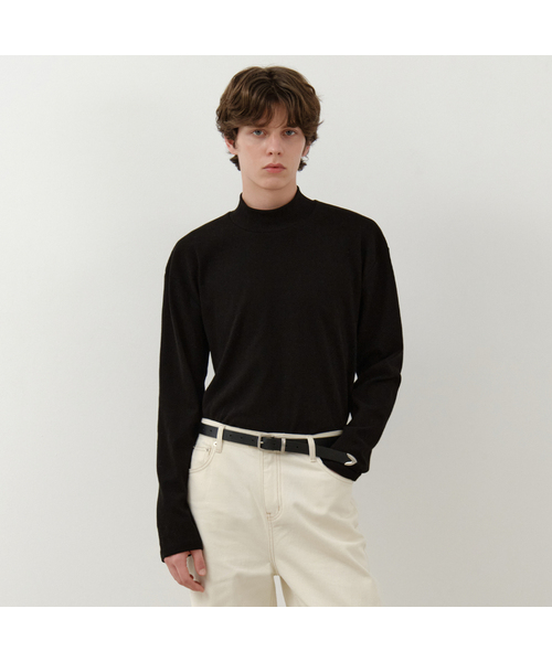 WEDNESDAY OASIS(ウェンズデーオアシス)の「レイヤードハーフネックポロTシャツ_3COLOR (W25-TP52)(Tシャツ/カットソー・メンズ・ブラウン/アイボリー/ブラック・MEDIUM/LARGE)」の2枚目の写真