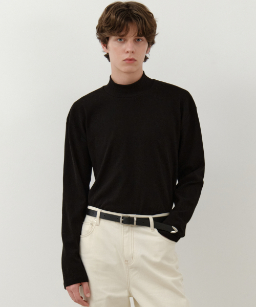 WEDNESDAY OASIS(ウェンズデーオアシス)の「レイヤードハーフネックポロTシャツ_3COLOR (W25-TP52)(Tシャツ/カットソー・メンズ・ブラウン/アイボリー/ブラック・MEDIUM/LARGE)」の5枚目の写真