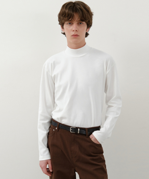 WEDNESDAY OASIS(ウェンズデーオアシス)の「レイヤードハーフネックポロTシャツ_3COLOR (W25-TP52)(Tシャツ/カットソー・メンズ・ブラウン/アイボリー/ブラック・MEDIUM/LARGE)」の6枚目の写真