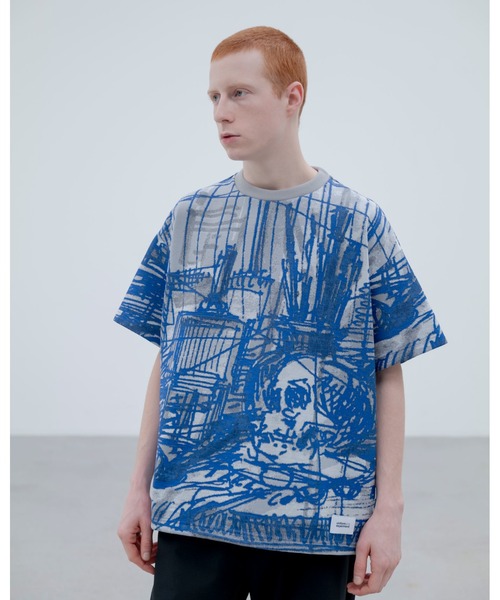 uniform experiment(ユニフォームエクスペリメント)の「MICHAEL CHERNO: SKETCH HEM CORD TEE(Tシャツ/カットソー・メンズ・ブルー・5/4/3/2/1)」の2枚目の写真