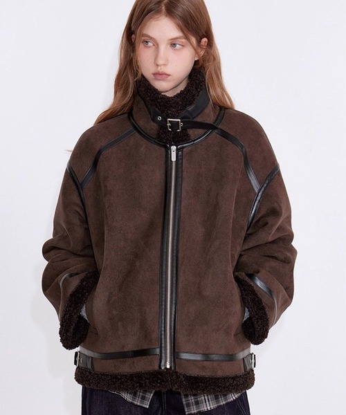 フェイクスエード レザートリムボアブルゾン FD25W086【Fano Studios