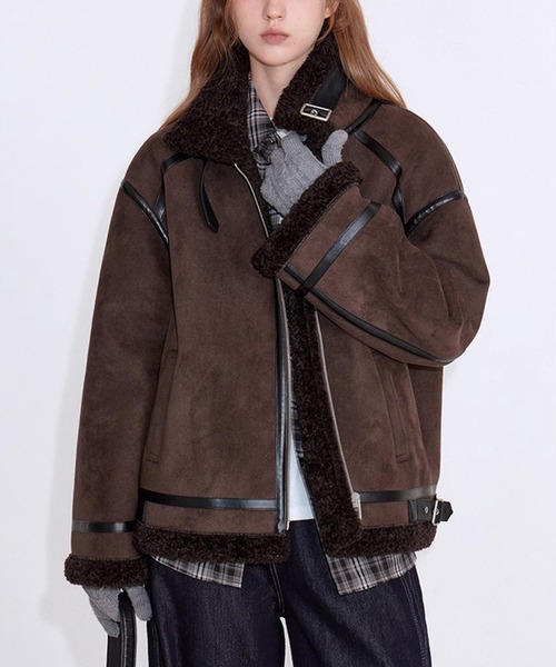 フェイクスエード レザートリムボアブルゾン FD25W086【Fano Studios