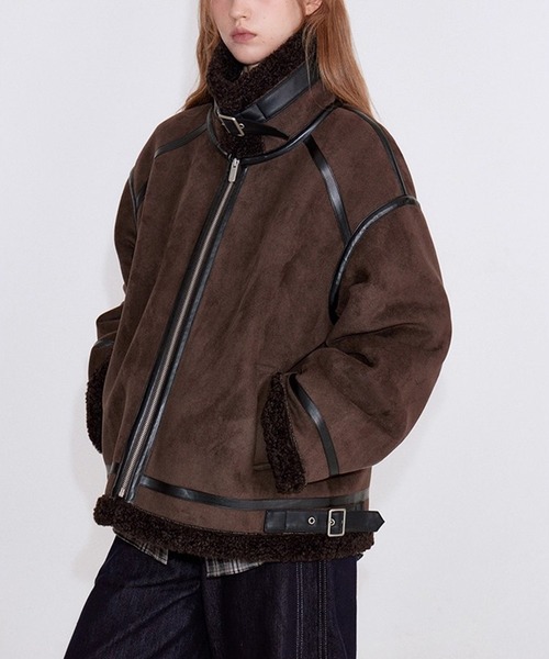 フェイクスエード レザートリムボアブルゾン FD25W086【Fano Studios