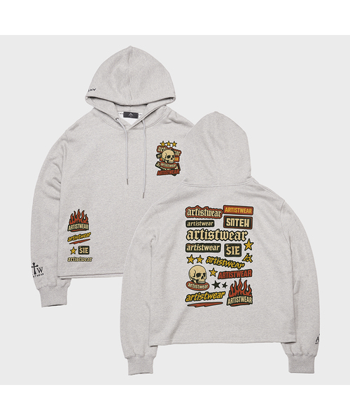 ARTISTWEAR（アーティストウェア）の「[ATW] スティッカーバムイージーフード（パーカー・レディース・グレー/ブラック・MEDIUM/LARGE/X-LARGE/XX-LARGE）」の2枚目の写真