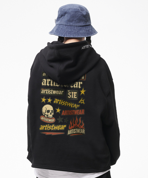 ARTISTWEAR（アーティストウェア）の「[ATW] スティッカーバムイージーフード（パーカー・レディース・グレー/ブラック・MEDIUM/LARGE/X-LARGE/XX-LARGE）」の3枚目の写真