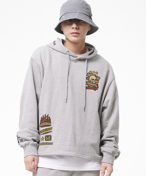 ARTISTWEAR（アーティストウェア）の「[ATW] スティッカーバムイージーフード（パーカー・レディース・グレー/ブラック・MEDIUM/LARGE/X-LARGE/XX-LARGE）」の4枚目の写真
