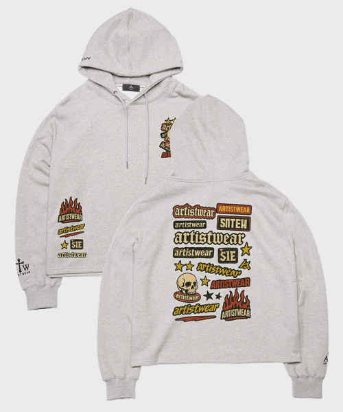 ARTISTWEAR（アーティストウェア）の「[ATW] スティッカーバムイージーフード（パーカー・レディース・グレー/ブラック・MEDIUM/LARGE/X-LARGE/XX-LARGE）」の10枚目の写真