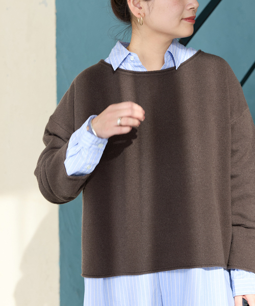 JOURNAL STANDARD（ジャーナルスタンダード）の「MUSIC クルーネックプルオーバー（ニット/セーター・レディース・ブラウン/アーミー/ネイビー/ブルー・FREE）」の14枚目の写真