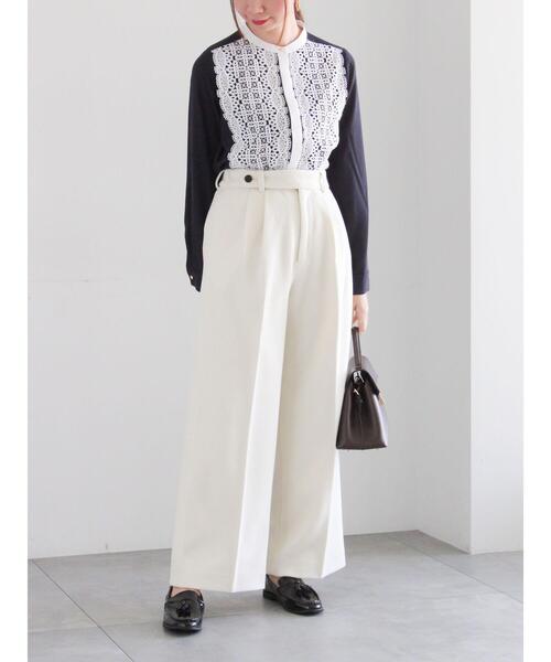 Te chichi（テチチ）の「【WEB限定カラーあり】フロントレースブラウス（シャツ/ブラウス・レディース・グレー/ネイビー/オフホワイト・F）」の14枚目の写真