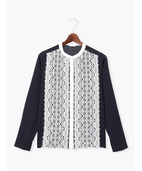 Te chichi（テチチ）の「【WEB限定カラーあり】フロントレースブラウス（シャツ/ブラウス・レディース・グレー/ネイビー/オフホワイト・F）」の6枚目の写真