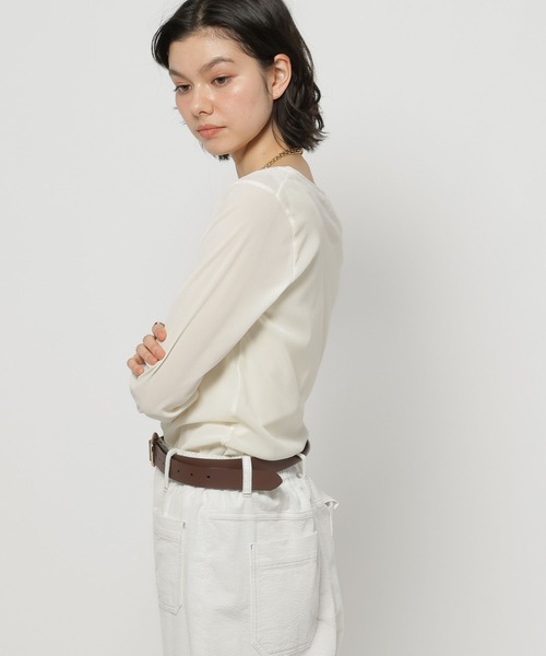 niko and...（ニコアンド）の「シアーベロアプルオーバー（Tシャツ/カットソー・レディース・サックスブルー/アイボリー/ライトグリーン・FREE）」の6枚目の写真