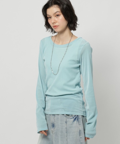 niko and...（ニコアンド）の「シアーベロアプルオーバー（Tシャツ/カットソー・レディース・サックスブルー/アイボリー/ライトグリーン・FREE）」の12枚目の写真
