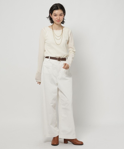 niko and...（ニコアンド）の「シアーベロアプルオーバー（Tシャツ/カットソー・レディース・サックスブルー/アイボリー/ライトグリーン・FREE）」の5枚目の写真