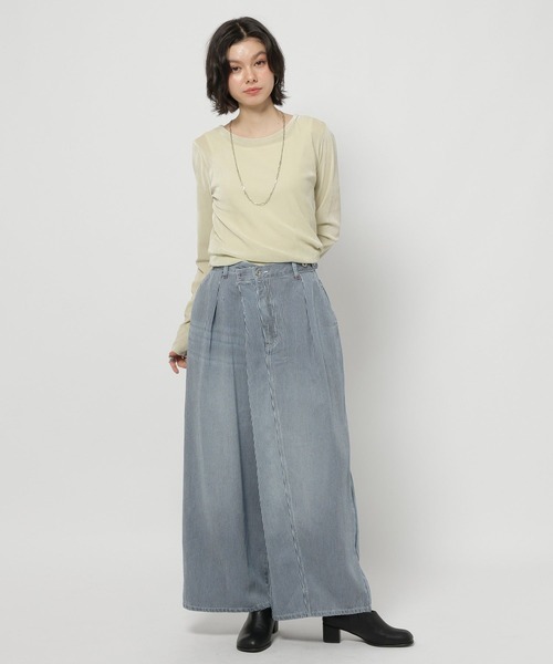 niko and...（ニコアンド）の「シアーベロアプルオーバー（Tシャツ/カットソー・レディース・サックスブルー/アイボリー/ライトグリーン・FREE）」の7枚目の写真