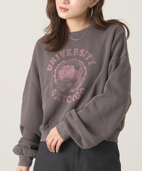 mline（エムライン）の「[mline]ダメージカレッジスウェット（Tシャツ/カットソー・レディース・ブラック/レッド・FREE）」の2枚目の写真