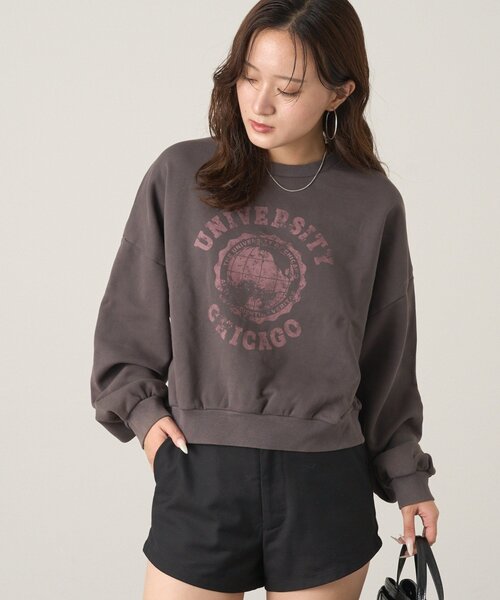 mline（エムライン）の「[mline]ダメージカレッジスウェット（Tシャツ/カットソー・レディース・ブラック/レッド・FREE）」の3枚目の写真