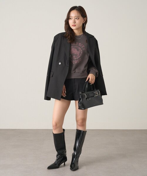 mline（エムライン）の「[mline]ダメージカレッジスウェット（Tシャツ/カットソー・レディース・ブラック/レッド・FREE）」の5枚目の写真