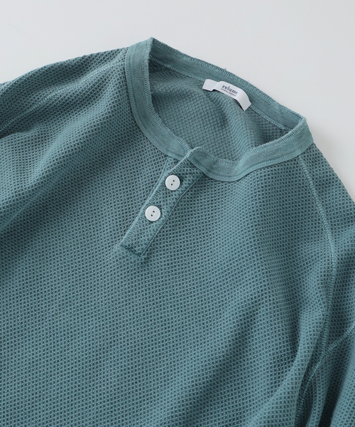 JOURNAL STANDARD relume（ジャーナルスタンダード　レリューム）の「製品染め バックピケ ヘンリーネック 7分袖 Tシャツ（Tシャツ/カットソー・メンズ・ナチュラル/グリーン系その他/ピンク系その他・LARGE/MEDIUM）」の15枚目の写真