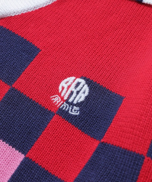 RICE NINE TEN(ライスナインテン)の「RICE NINE TEN KNITTING CHECKRD SOCCER JERSEY KN-CH-SOC(ニット/セーター・メンズ・ライトグリーン/ネイビー/オフホワイト・2)」の6枚目の写真